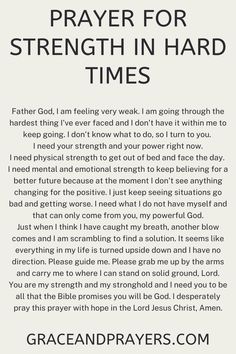 a prayer for strength in hard times