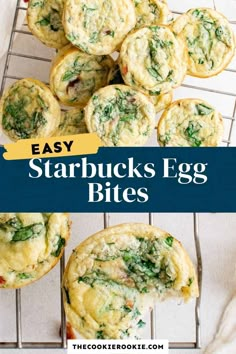 egg muffins with spinach and cheese are on a cooling rack for breakfast