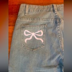 Love These Jeans!!! I Bought Them On Etsy And Have Never Worn Them! I Bought A Size Large And They Fit Like A Medium, That Is The Only Reason I’m Selling Them. Spirt Week Pants, Senior Pants Ideas Pink, Pink And White Senior Jeans, Pep Rally Jeans, Birthday Jeans Painted, Senior Jeans Back Pockets, Hello Kitty Senior Jeans, What To Paint On Jeans, Spirit Jeans Homecoming Ideas