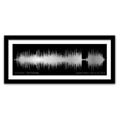 a black and white sound wave art print