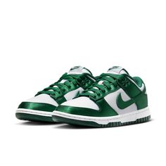 (WMNS) Nike Dunk Low 'Satin Green' DX5931-100 Dunk Low Michigan, Team Green, Dr Shoes, Jordan 11 Retro Low, Nike Models, Veja Sneakers, Womens Air Jordans, Exclusive Sneakers, Adidas Spezial