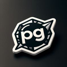 a black and white sticker with the word pg on it