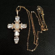 Stunning High Quality Aaa Cubic Zirconia Necklace, Featuring A Beautiful Hand Carved Shell Of The Blessed Mother In The Center. Perfect For A Gift Or For Yourself! Gems Info: White Mother Of Pearl Virgin Mary, Clear Cz Pave Cross Pendant Diameter: 30x43mm(Pendant) Length: 17.5"-19.5" (Necklace) Clasp: 18 K Gp Clasp Cross Necklaces, Pave Necklace, Jewelry Accessories Ideas, Dope Jewelry, Jewelry Fashion Trends, Jewelry Lookbook, Stacked Jewelry, Mode Inspo, Cross Jewelry