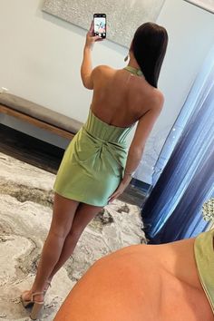 This cocktail dress features a Bodycon silhouette with a Sage green satin material that creates a polished and elegant look. The Halter neck with a keyhole top adds a touch of sophistication, while the Ruched skirt details and an open back add a modern and stylish touch. SKU: 3631 Satin material Sage color Bodycon silhouette Halter neck keyhole top Ruched skirt Open back Highly suggest custom size for plus size. Ship in 7-10 business days. We offer free returns in 7 days. Please refer to our return policy page for more details. If you have any questions, don't hesitate to contact us: at service@dressesforparty.com. Skirt Details, Keyhole Top, Ruched Skirt, Sage Color, Royal Blue Dresses, Mini Cocktail Dress, Green Satin, Satin Material, Halter Neck