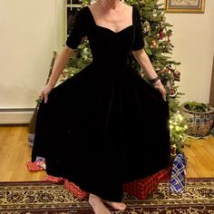 This Is A Stunning Vintage Handmade Long Black Velvet Dress! No Tags Or Size So Please See Approximate Measurements For Help With Fit. Model Normally Wears A Small Or Around A Size 6. There Is Loose Stitching That Could Be Restitched And There Are Imperfections/ Flaws Since It Is Vintage. Zipper Could Probably Use Replacing. It Works But The Weight Of The Dress Has Made It Tear Along Zipper And Some And Stitching Has Come Loose/ Undone. This Is Lined And It Is Quite Heavy So I Can’t Bundle This With Other Items. It Could Use Cleaning But I Wasn't Sure How To Go About It Without Damaging It. Colors May Be Off Because Of Lighting. Classy Dress For Your Next Dressy Winter Event Or For A Holid Classic Black Dress For Dinner, Classic Black Dinner Dress, Black Velvet Long Dress, Long Black Velvet Dress, Vintage 1950s Dresses Parties, Velvet Long Dress, Dressy Winter, Velvet Dress Long, Winter Event