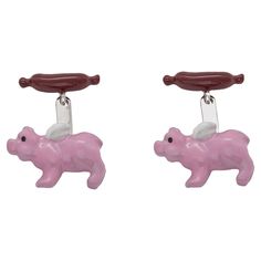 Introducing our Modern Style Enamel Sterling Silver "Piggy" Pop Design Handcrafted Cufflinks: Elevate your style with these unique and amusing cufflinks, meticulously handcrafted in sterling silver and brought to life with vibrant enamel details. These cufflinks are not just an accessory; they're a playful statement. A delightful pig with wings, beautifully enameled in a pop rose color, graces one side, while the other side features a sausage in brown enamel. The perfect combination of whimsy an Pig With Wings, Pop Design, Cultura Pop, Rose Color, Color Rosa, Style Moderne, Formal Event, Cufflinks, Modern Style