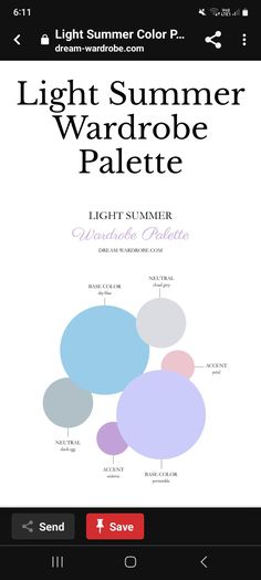 the light summer wardrobe palette is shown on an iphone screen, with text below it