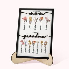 a mother's day card with flowers and the words, mom grandma on it