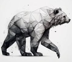 a bear made up of triangles on a white background