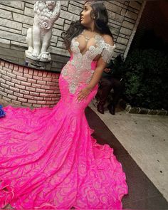 Hot Pink Prom, Party Dresses Black, Hot Pink Prom Dress, Girls Robes, Senior Prom Dresses