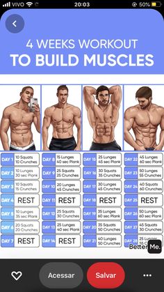 the 4 week workout to build muscles is shown in this screenshoter's guide