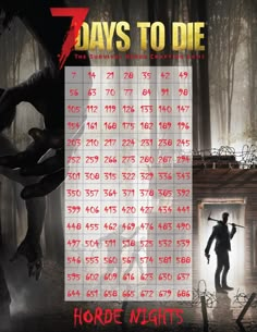 the poster for 7 days to die shows an image of a man holding a hammer