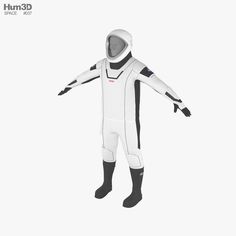 a man in a white space suit is standing