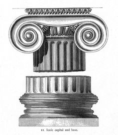 an old drawing of a column with two columns