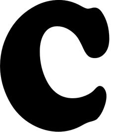 the letter c is shown in black and white