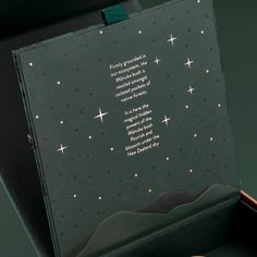 an open box with a poem written on it