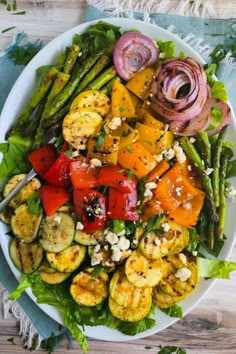 Colourful, Summer, Veggies, Zucchini, Broccoli, Tomatoes, Bell Peppers, Carrots, Lettuce, Kale, Asparagus, Cheese, Fresh, Summer Salad, Grilled Veggies, Produce Charred Vegetables, Grilled Vegetable Salad, Creamy Balsamic Vinaigrette, Cookout Menu, Grilled Vegetable Salads, Bbq Pork Chops, Summertime Salads, Vegetable Salad Recipes, Asparagus Bacon