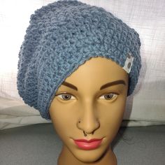 Handmade Slouchy Hat's. Very Warm Makes A Great Gift For Friends And Family. Blue One Size Beanie, One Size Blue Beanie, Blue One-size Beanie, Casual Blue Knitted Hat, Handmade Blue Beanie One Size Fits Most, Handmade Blue Beanie, One Size, Blue Handmade Beanie One Size, Handmade Blue Beanie One Size, Hand Knitted Blue Brimmed Hat