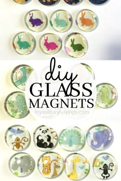 the diy glass magnets are made with different kinds of animals and birds on them