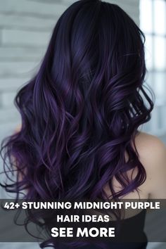 Make a bold statement with Midnight Purple hair, a captivating and daring choice for a standout look. See more here. Dark Hair Colors For Fall Deep Purple, Navy Purple Hair, Dark Brown Hair With Dark Purple, Purple Hair Updo, Midnight Purple Hair, Medium Dark Brown Hair, Purple And Black Hair, Dark Violet Hair, Deep Purple Hair