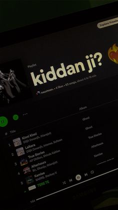 a computer screen with the word kiddan on it