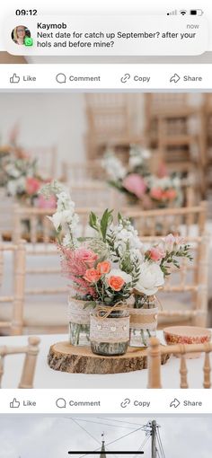 an image of a table with flowers in jars on it and the words, how do you