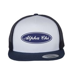 Ali & Ariel Navy Road Trip Trucker Hat (available for all sororities) Spring Cotton Snapback Hat With Flat Bill, Navy Embroidered Logo Trucker Hat, Collegiate Cotton Trucker Hat With Curved Brim, Navy Trucker Hat With Embroidered Logo, Blue Cotton Snapback Hat With Embroidered Logo, Navy Curved Bill Hat With Embroidered Logo, Cotton Snapback Hat With Embroidered Patch And Flat Brim, Collegiate Cotton Trucker Hat With Curved Bill, Blue Cotton Trucker Hat With Letter Print