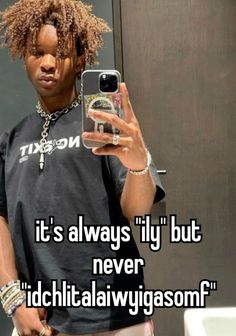 a man taking a selfie in front of a mirror with the caption it's always lily but never dichiliativlivigosm