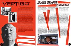 an article in the magazine called vertigo featuring photos of james stewart and kim novak