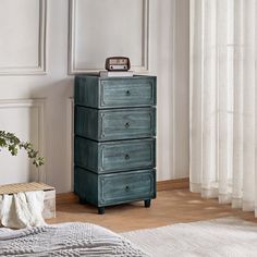 This versatile 4-drawer chest blends farmhouse and transitional styles, offering a charming and adaptable addition to your room. Available in multiple configurations, you can choose from 2-drawer, 4-drawer, 6-drawer, 8-drawer options to suit your storage needs. Its modular design allows for a variety of combinations, creating different types of furniture such as bedside tables, side tables, TV cabinets, or dressers. The drawers glide smoothly on durable paulownia wood tracks, ensuring easy acces Dorm Nightstand, Blue Nightstand, Traditional Dresser, Traditional Dressers, Bedside Table Set, Nightstand Set, Rustic Nightstand, Nightstand Set Of 2, Wood Bedroom Furniture