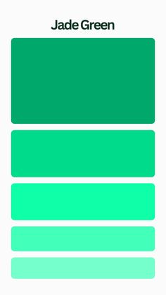 the jade green color scheme is shown in three different colors, including one blue and one green