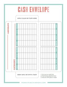 a printable cash envelope with the words cash envelope on it