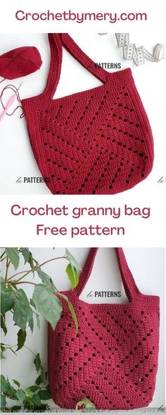 crochet granny bag free pattern with instructions to make it in the same size