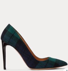 SOLD OUT From its sculpted topline to its elegant pointed-toe silhouette, every detail of our Celia pump is carefully selected and meticulously executed. This version is beautifully crafted in Italy from yarn-dyed wool-and-cashmere twill distinguished by timeless Black Watch plaid. BRAND NEW WITH BOX DETAILS: 4" (100 mm) heel height. Pointed toe. Calfskin and goat-suede lining. Leather outsole. Presented in a “Ralph Lauren”–embossed box with a dust bag. Wool, cashmere, goatskin, calfskin, leather. Made in Italy. Style Number: 632110 Black Watch Tartan Christmas, Ralph Lauren Heels, Black Watch Plaid, 2025 Christmas, Black Watch Tartan, Random Items, Italy Style, Ralph Lauren Shoes, Bag Style