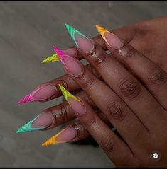 #stilettos #multicolor #nails Hoilday Nails, Jamaica Nails, Multicolor Nails, Stilleto Nails Designs, Wow Nails, Sassy Nails, Fancy Nails Designs, Pointed Nails, Waste Of Time