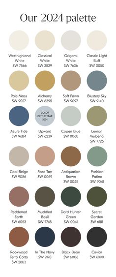 the color chart for our favorite paint colors, which are available in different shades and sizes