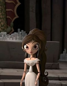 an animated girl in a white dress