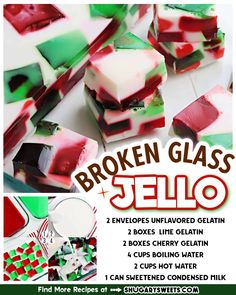 broken glass jello recipe with instructions on how to make it and what to use them