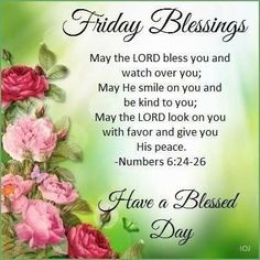 a card with roses and the words friday blessing