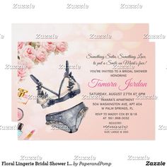 Floral Lingerie Bridal Shower Invitation Lingerie Shower Cookies, Night Lounge, Beach Bridal Shower Invitations