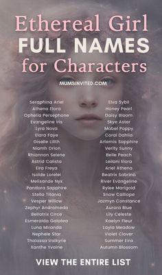 Magic Last Names, Female Names That Mean Warrior, Angelic Female Names, Angelic Last Names, Cute Stuffs Aesthetic, Dnd Character Names Female, Angel Names Female, Beauty Words Unique, Wattpad Girl Character