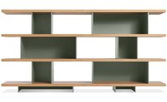 an empty wooden shelf with four shelves