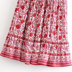 wickedafstore Milagros Floral Midi Skirt Cotton A-line Skirt With Floral Print, Bohemian Midi Skirt With Floral Print, Beach Floral Print Midi Skirt, Beach-ready Floral Print Midi Skirt, Floral Print Midi Skirt For Beach, Spring Boho Print Relaxed Skirt, Summer Long Printed Skirt, Patterned Skirt For Vacation In Spring, Patterned Skirt For Spring Vacation