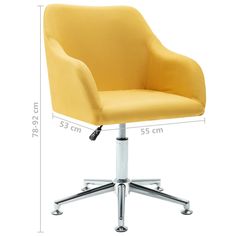 a yellow office chair sitting on top of a metal base