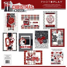 christmas cheer card kit with red and black designs