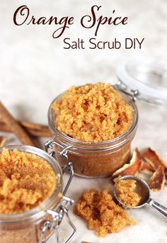 This Orange Spice Salt Scrub smells amazing and is made with olive oil and dead sea salt. Peppermint Vanilla Sugar Scrub, Coconut Face Scrub, Vanilla Sugar Scrub, Soap Queen