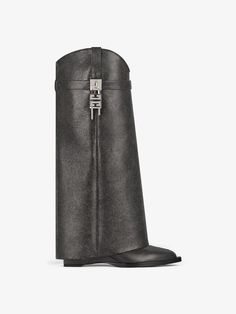 Shark Lock Cowboy boots in aged leather - black | Givenchy US Slavic Doll, Givenchy Shark, Almond Toe Boots, Givenchy Boots, Winter Wishlist, Slip On Boots, Roger Vivier, Boot Bag, Grey And Beige