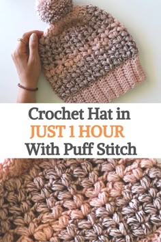 the crochet hat in just 1 hour with puff stitch is easy to make