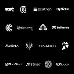 several logos are shown on a black background