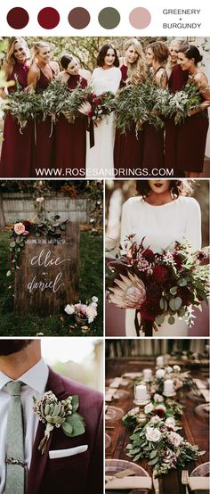 wedding color palettes with burgundy and green